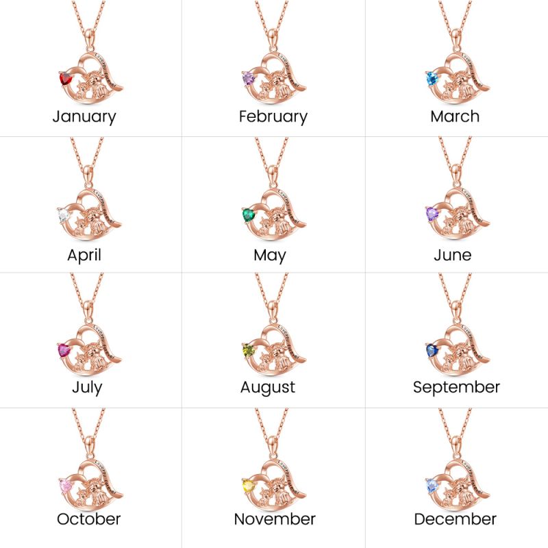Highland Cow Heart Birthstone Necklace