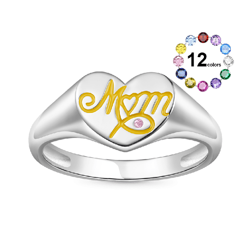 Mothers Day Heart Signet Ring