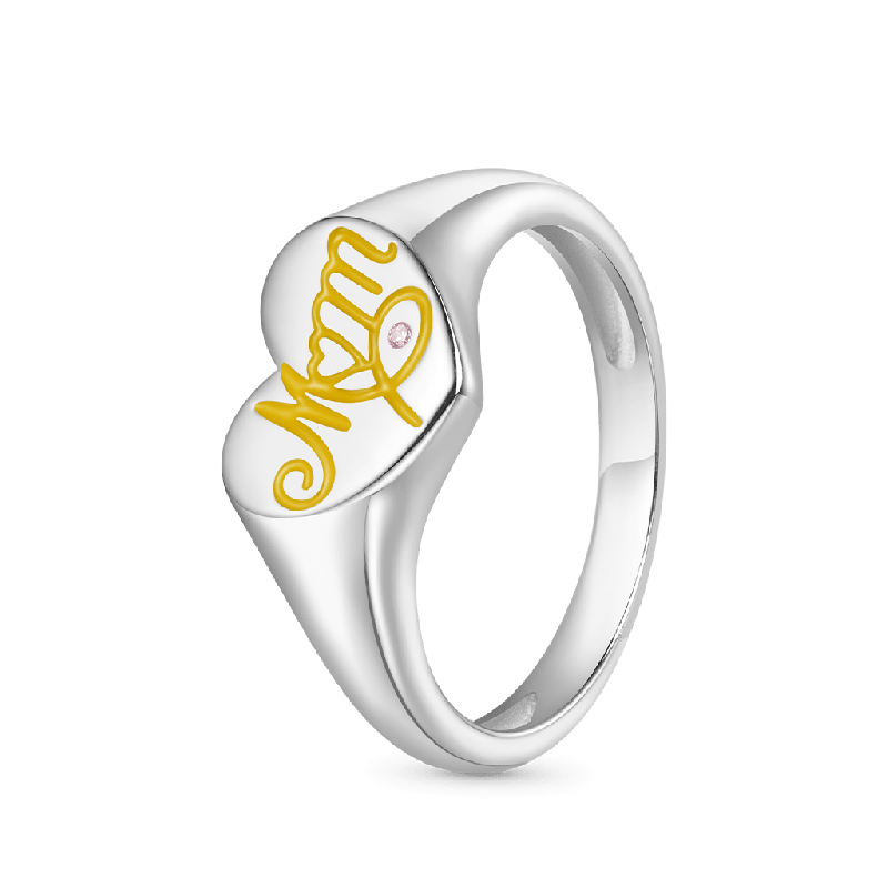 Mothers Day Heart Signet Ring