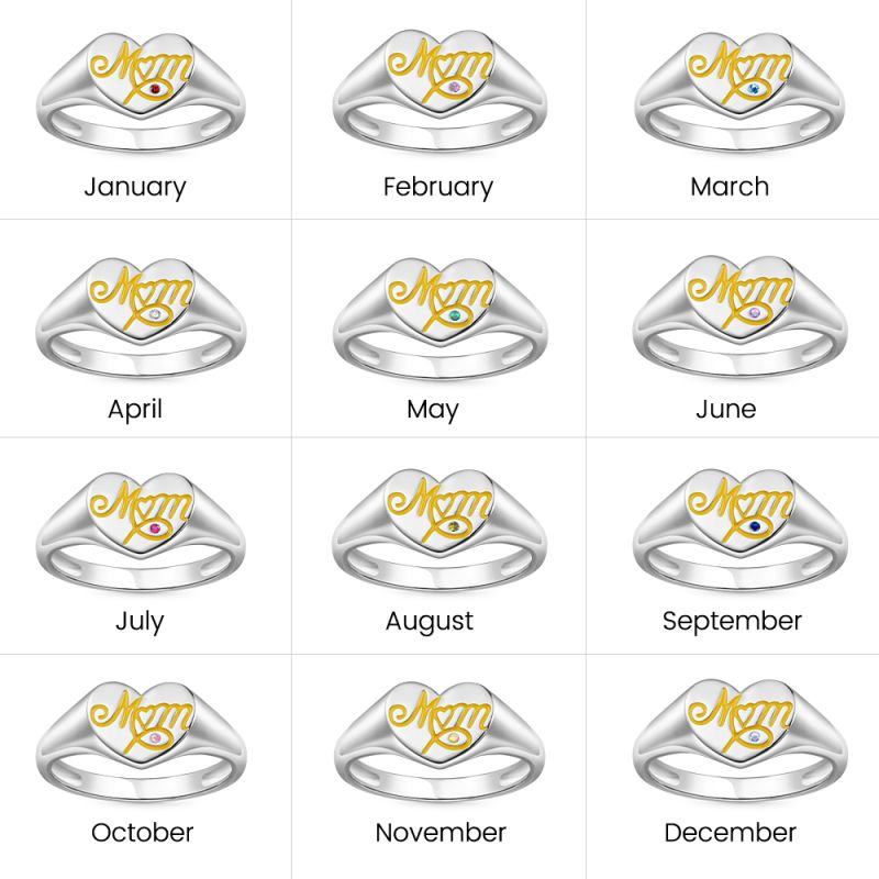 Mothers Day Heart Signet Ring