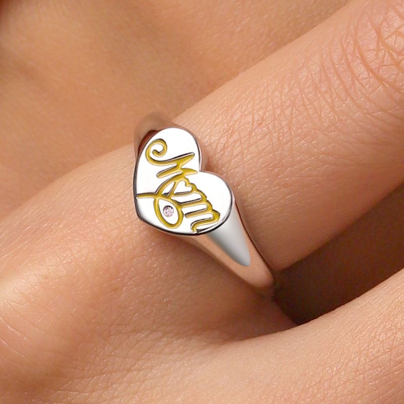 Mothers Day Heart Signet Ring