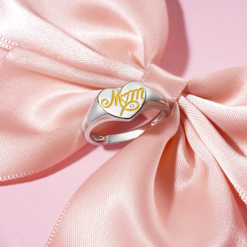 Mothers Day Heart Signet Ring