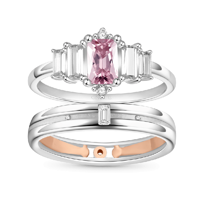 Pink Cubic Zirconia Couple Rings