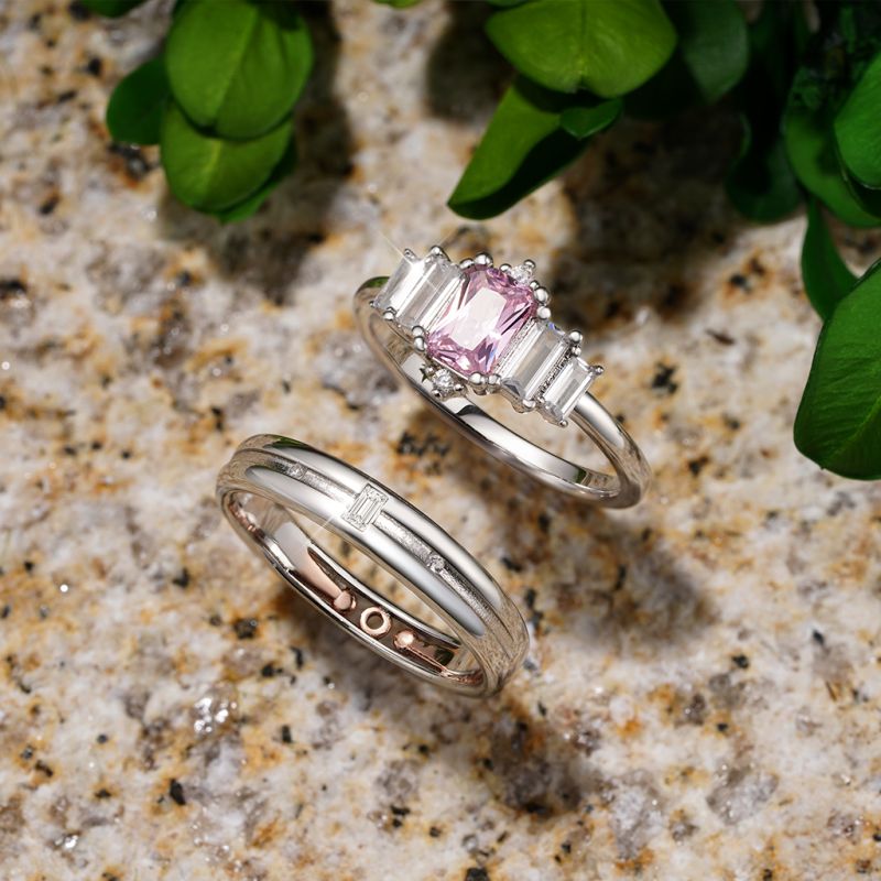 Pink Cubic Zirconia Couple Rings