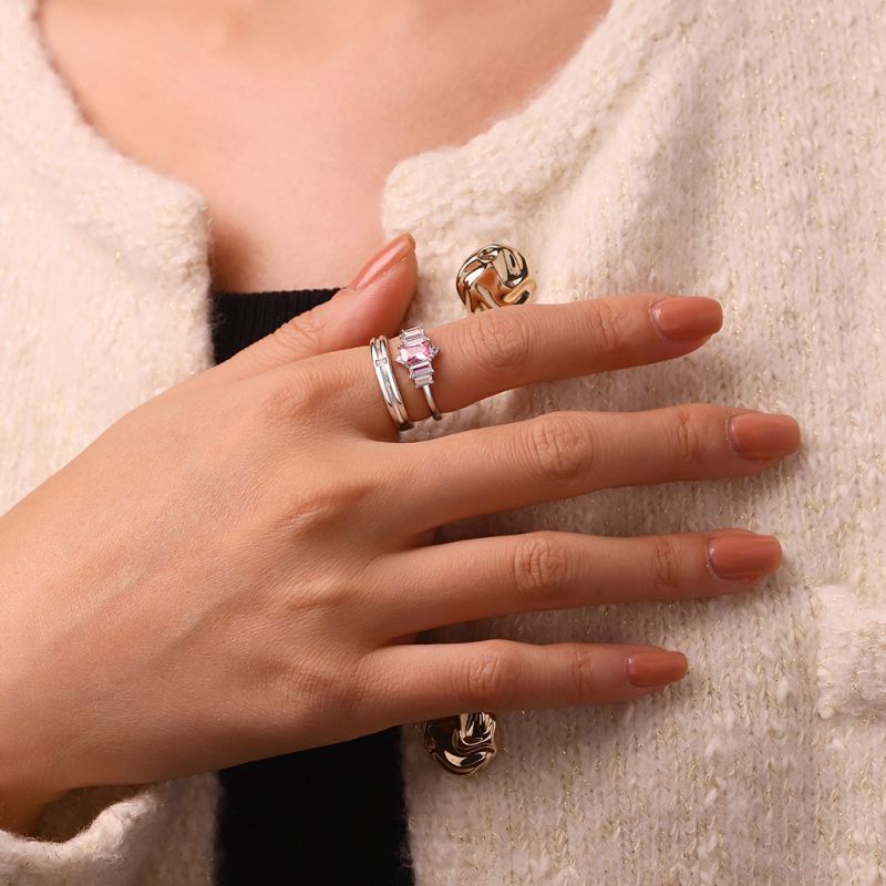 Pink Cubic Zirconia Womens Ring