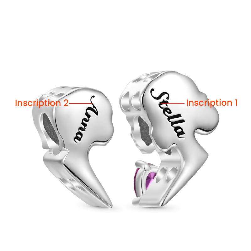 Mother & Daughter Heart Double Charm