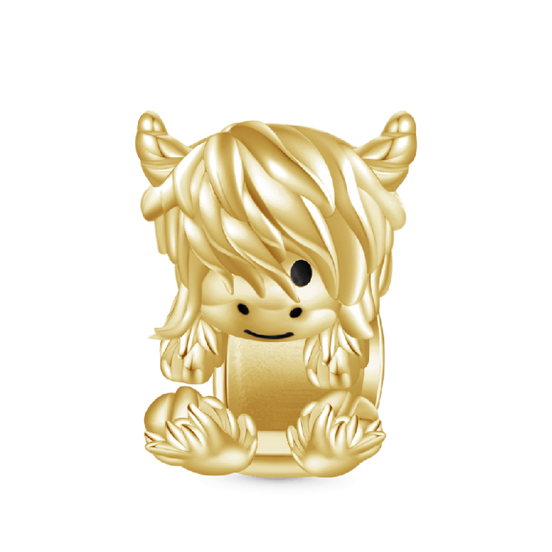 Gold Scottish Highland Cow Charm