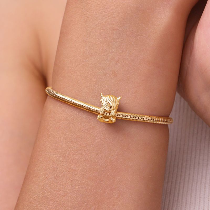 Gold Scottish Highland Cow Charm