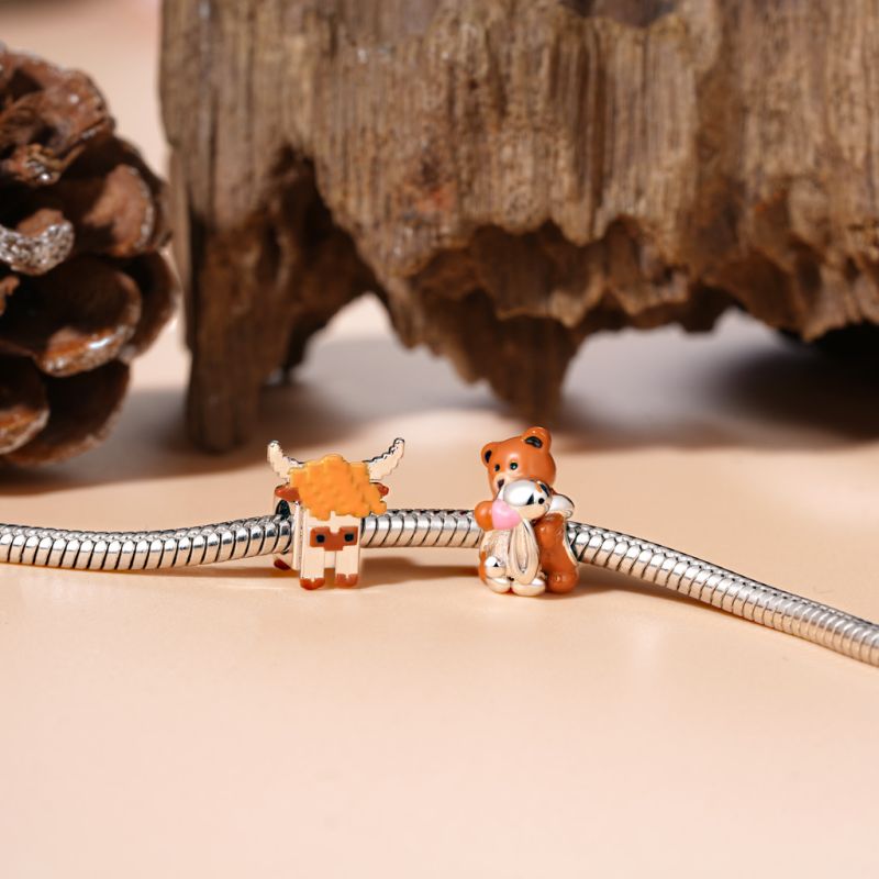 Little Bear Hugs Bunny Charm