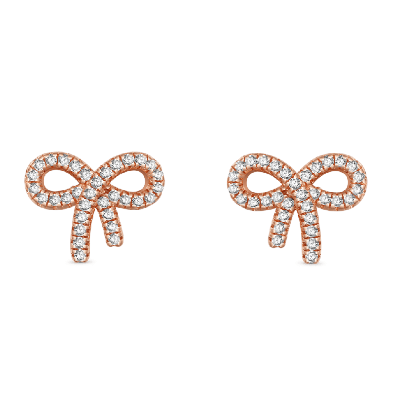 Diamond Bow Birthstone Stud Earrings