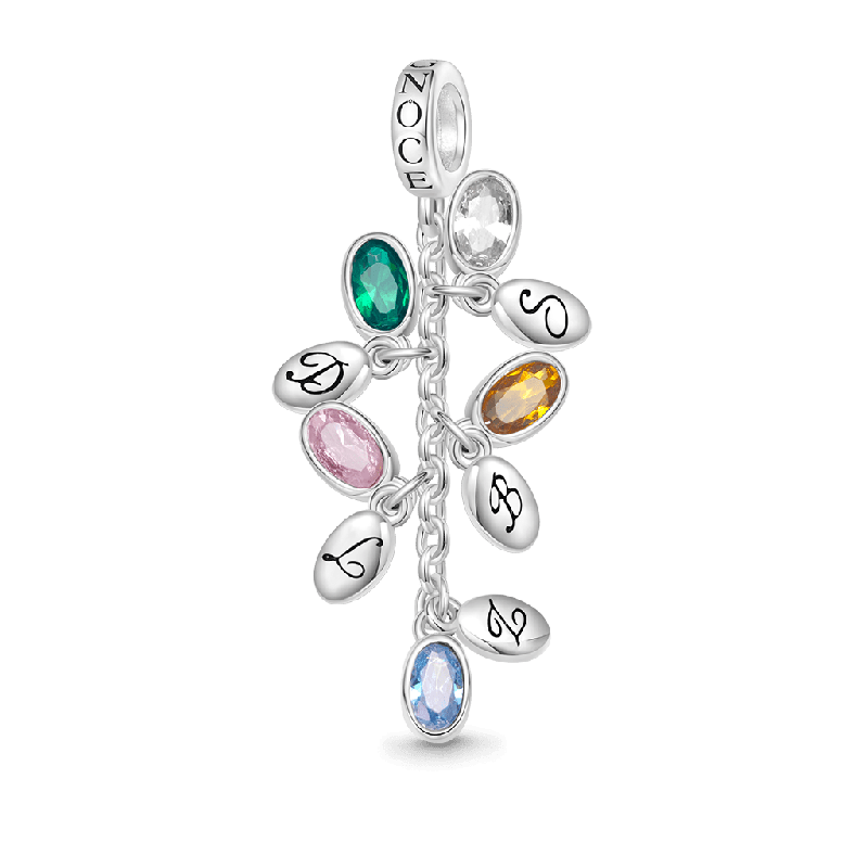 Birthstone Engravable Leaves Pendant