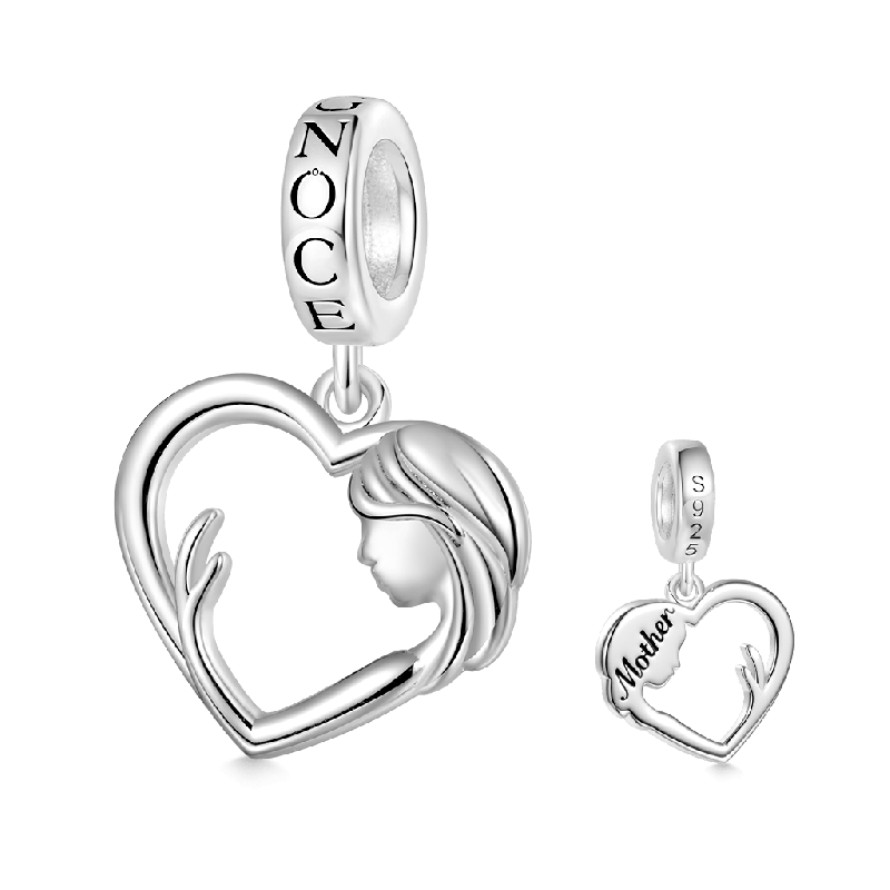 Mother Hug Daughter Heart Double Pendant