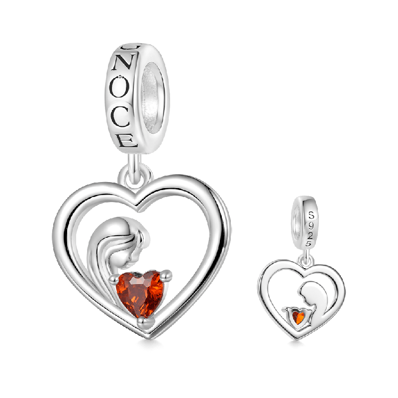 Mother Hug Daughter Heart Double Pendant