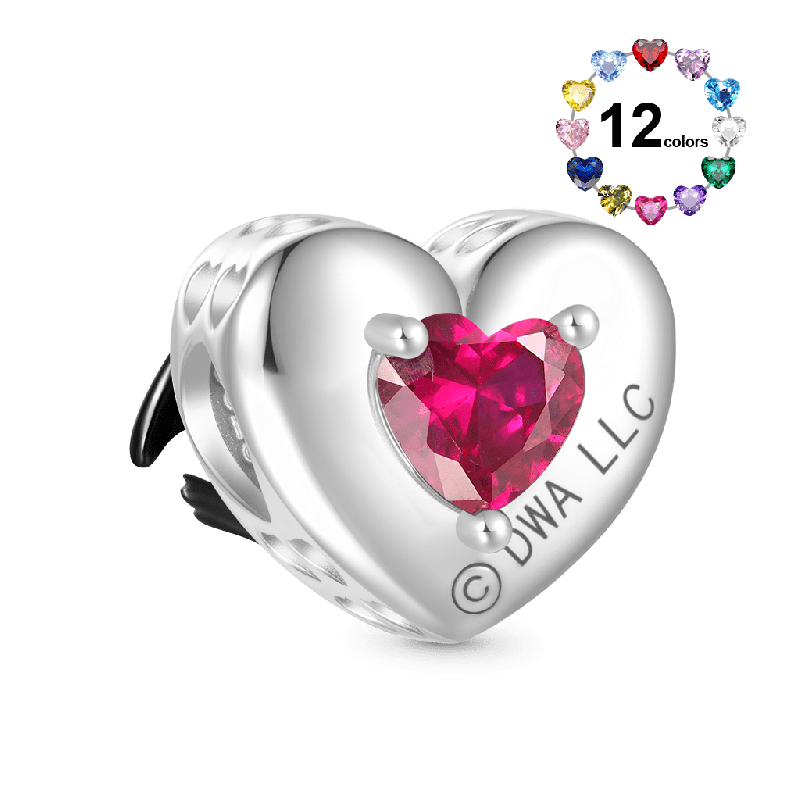 Toothless Heart Birthstone Charm