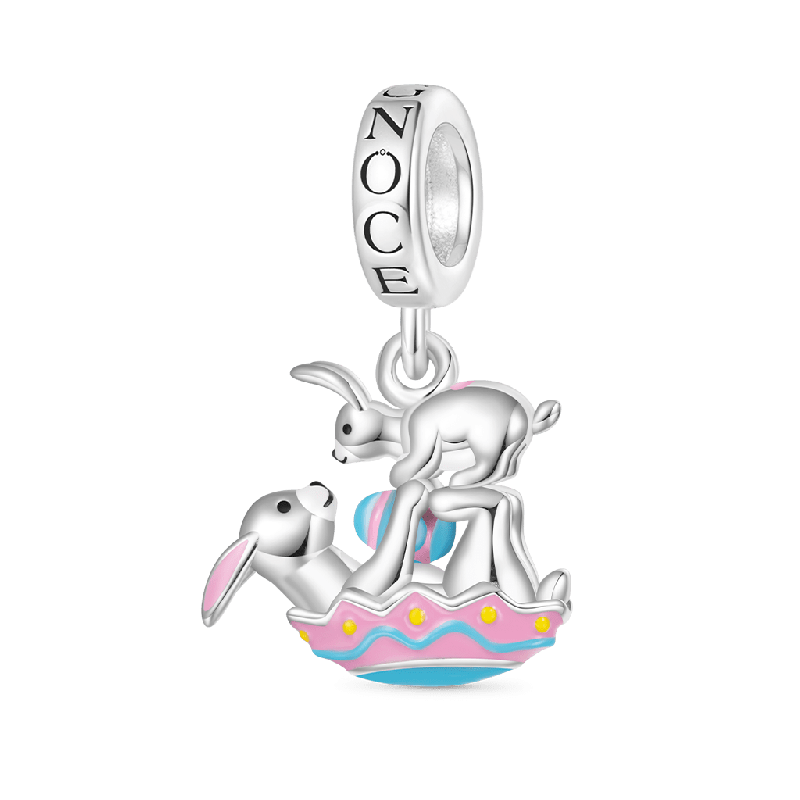 Easter Eggs Kissing Bunny Charm