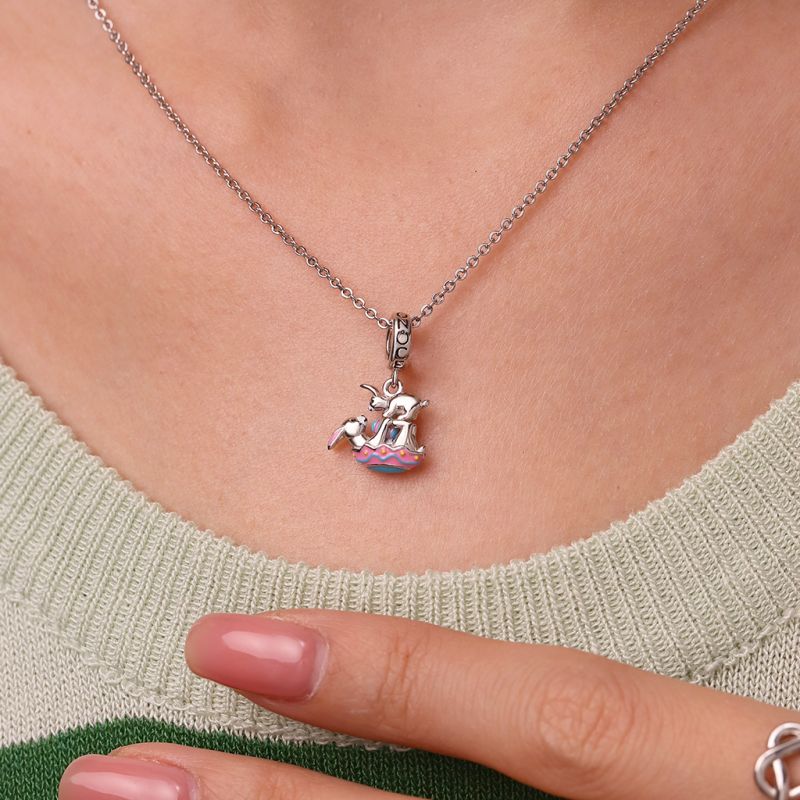 Easter Eggs Kissing Bunny Charm