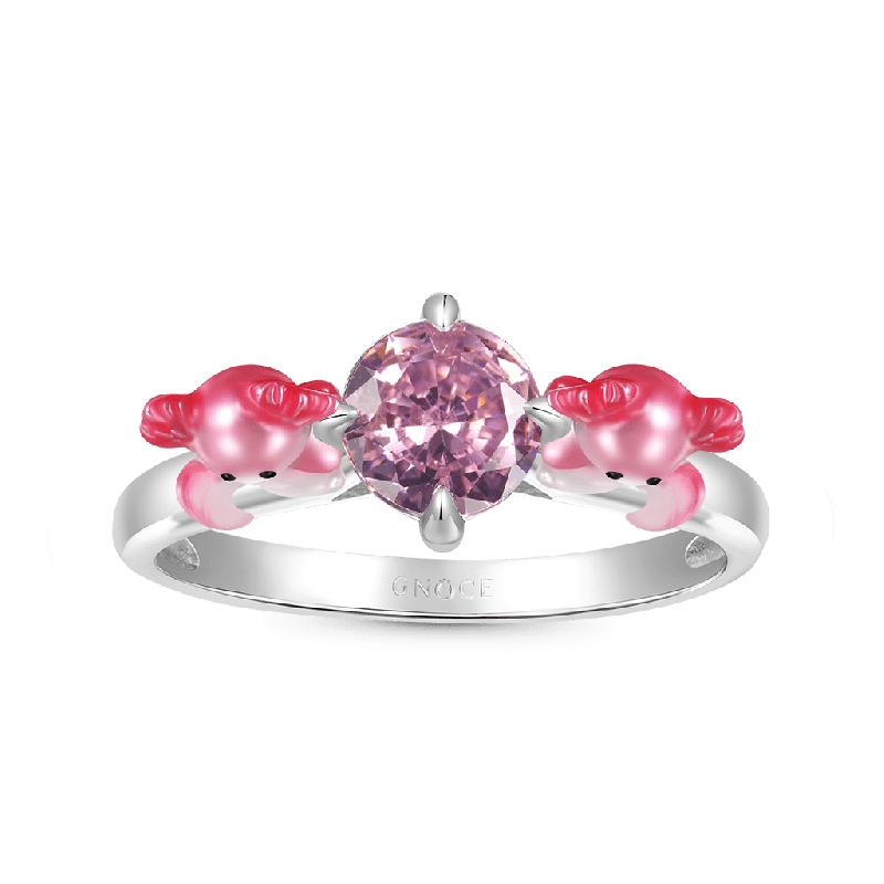 Axolotl Hug Pink Diamond Ring