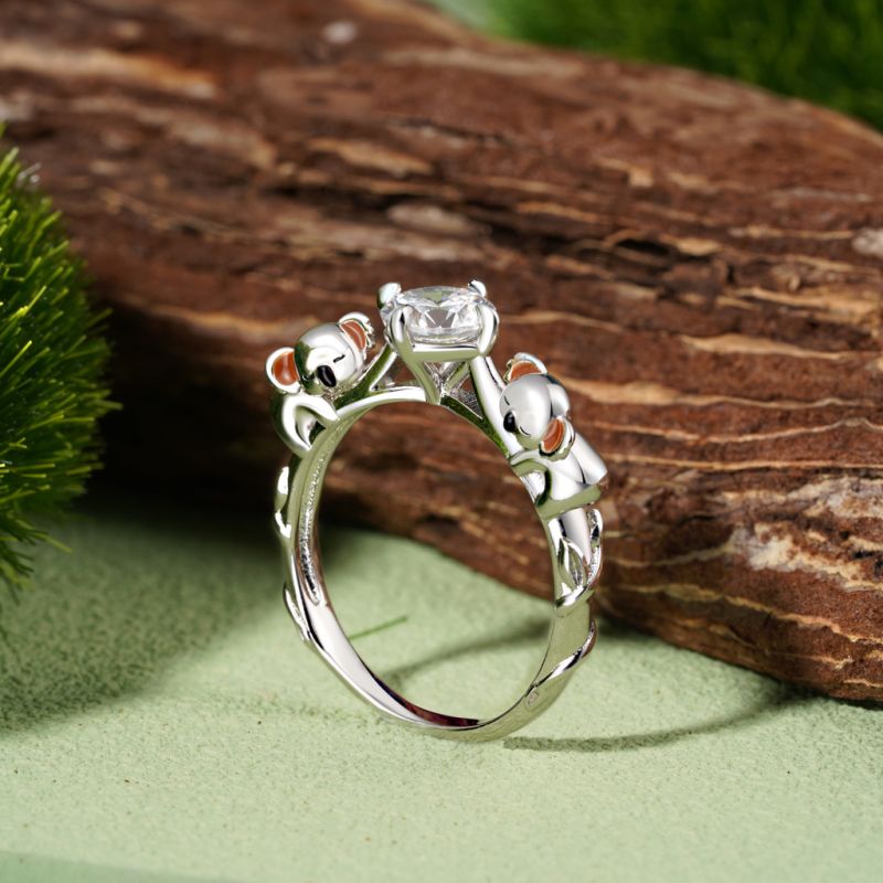 Koala Hug White Diamond Ring