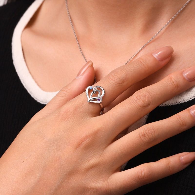Ladies Double Heart Promise Ring