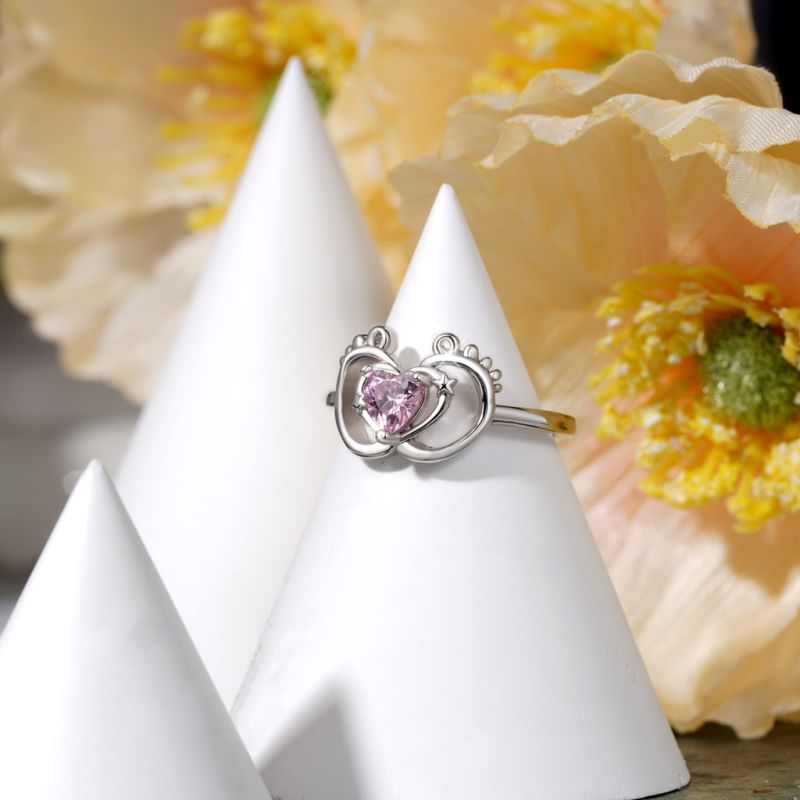 Baby Footprint Heart Ring