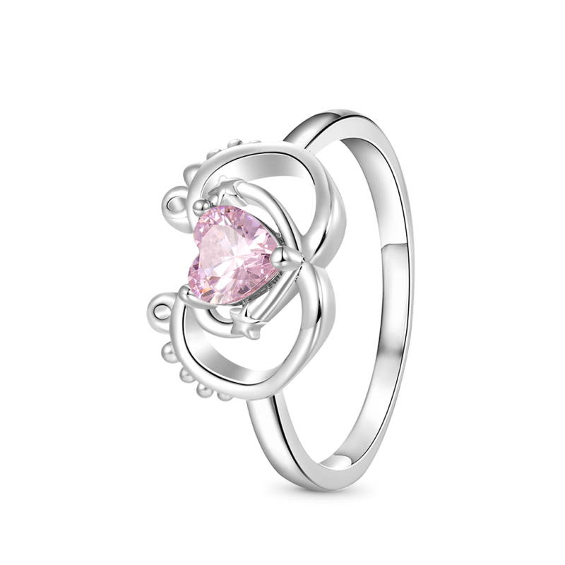 Baby Footprint Heart Ring