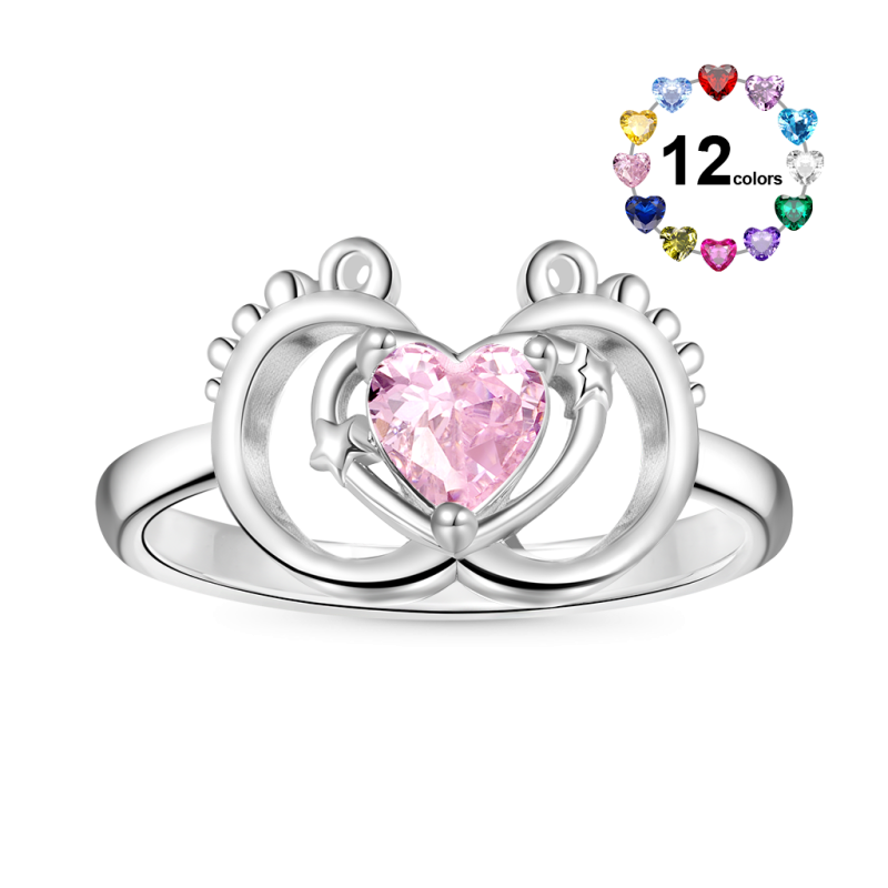 Baby Footprint Heart Ring