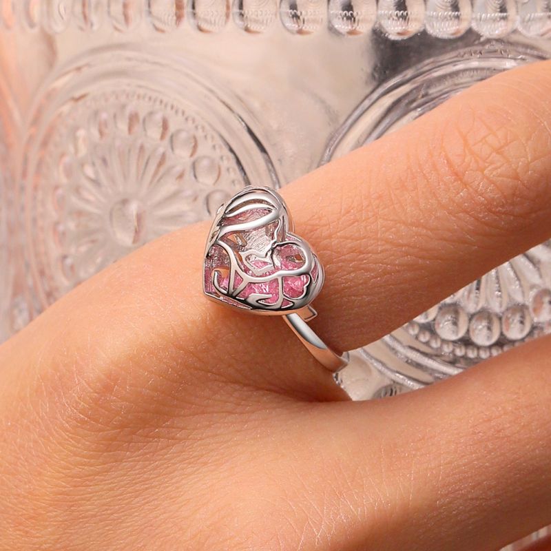 Openable Hollow Heart with Diamond Ring