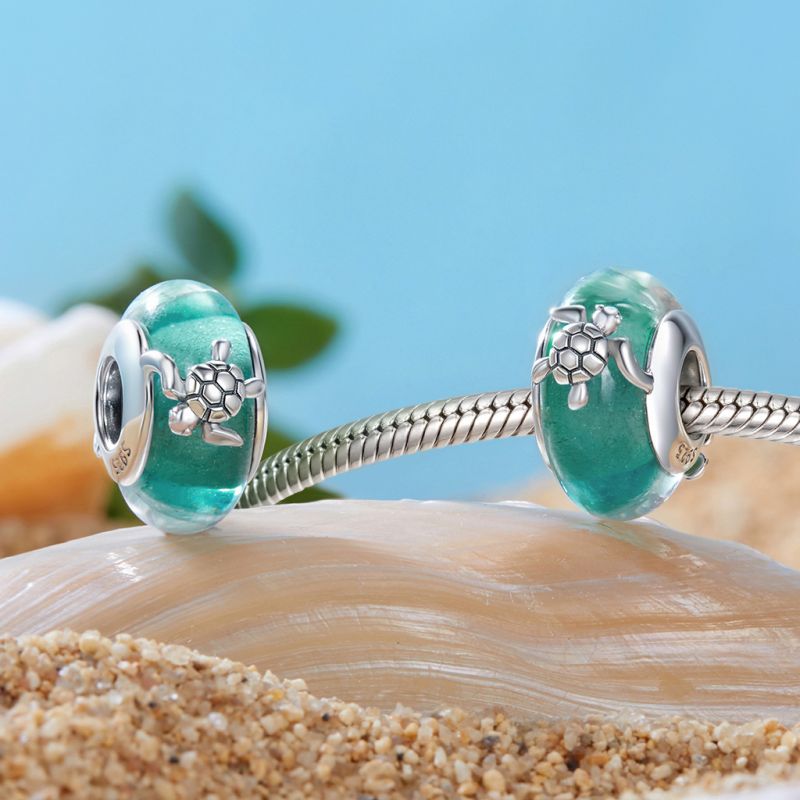 Green Sea Turtle Glass Charm
