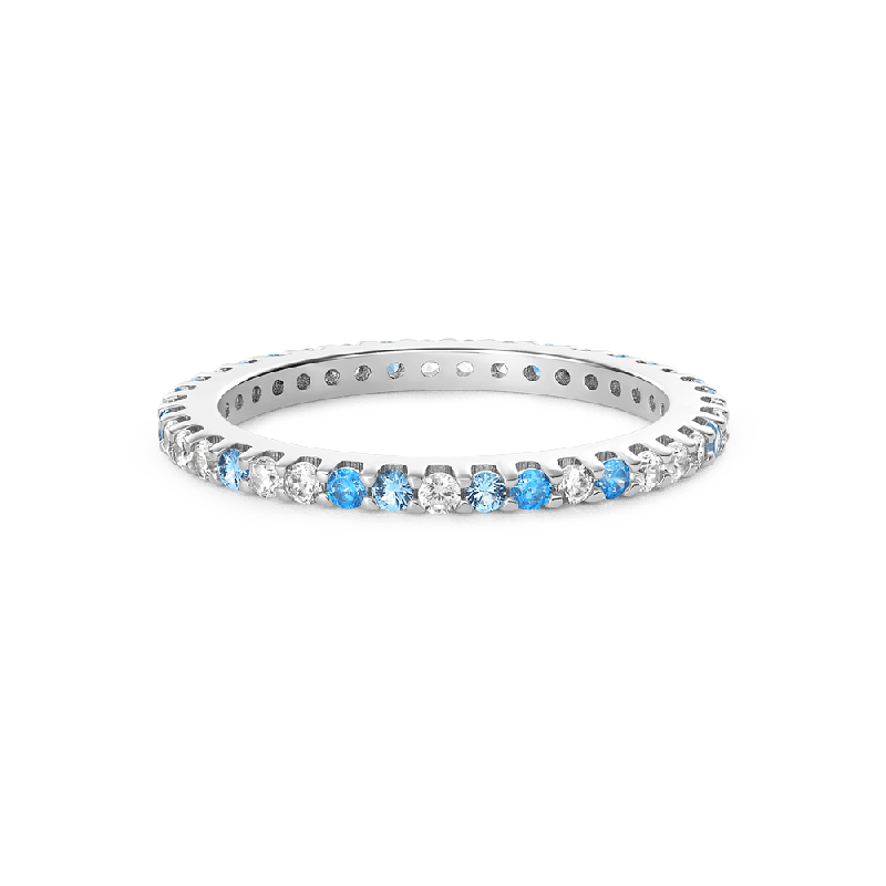 Gradient Blue And White Topaz Band Ring