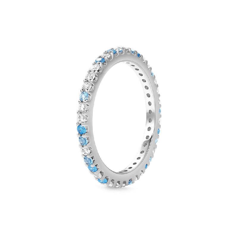Gradient Blue And White Topaz Band Ring