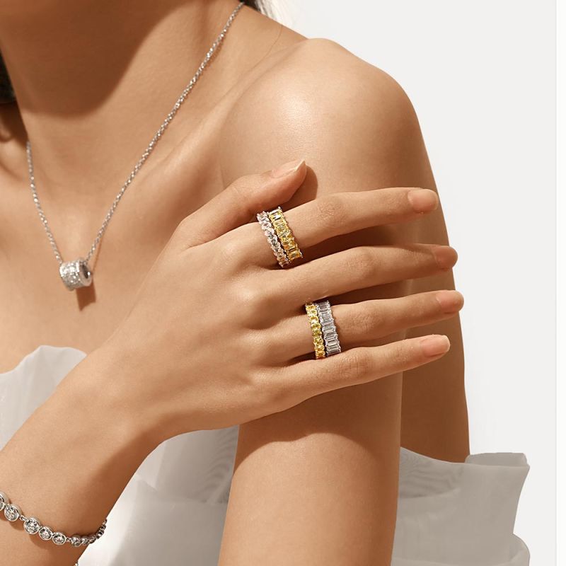 White Topaz Oval-cut Eternity Ring