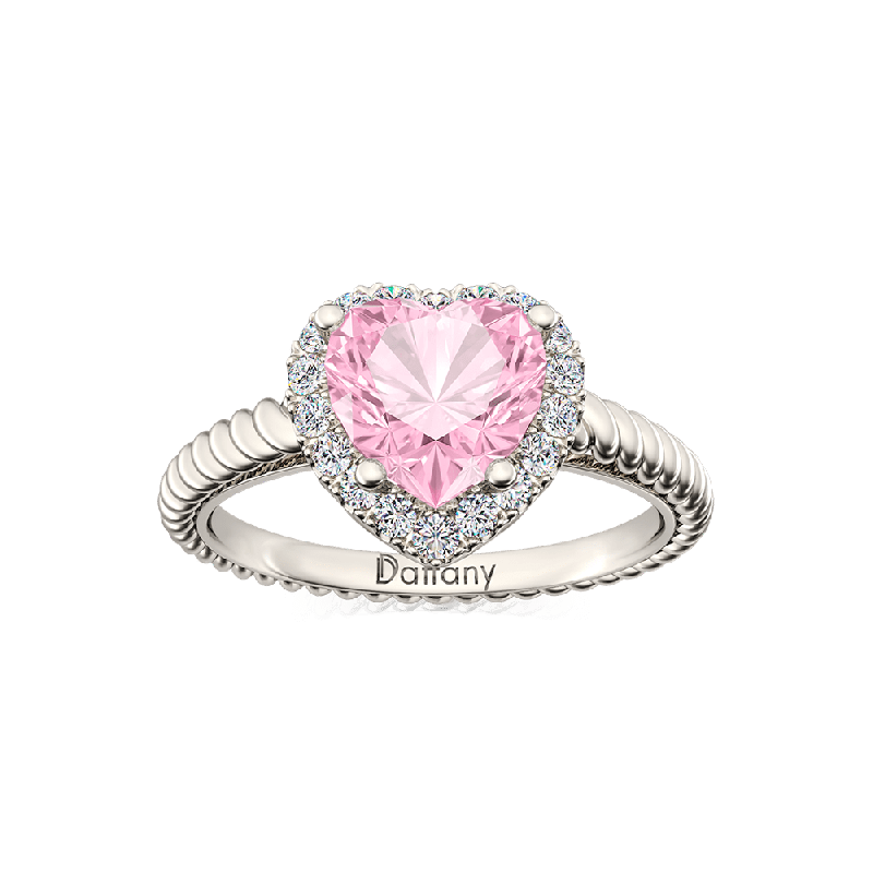 Pink Heart Twisted Rope Ring