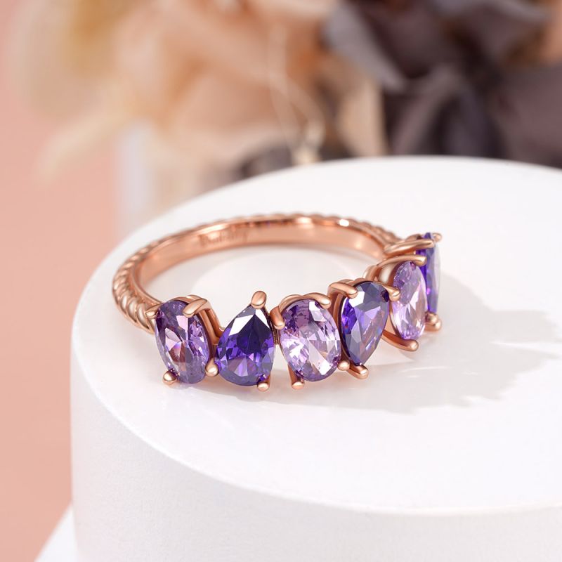 Oval & Pear Channel Wedding Ring