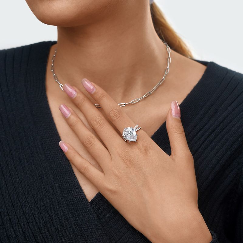 Pear Cut Split Shank Cocktail Ring