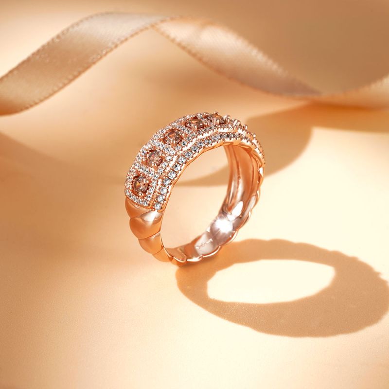 Round Brown Paving Band Ring