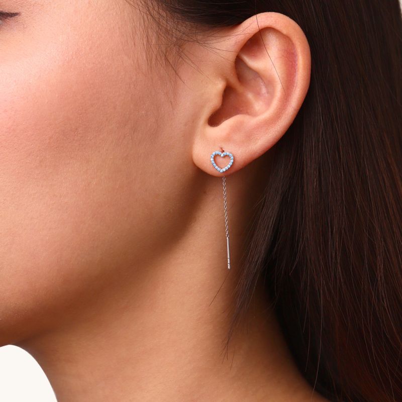 Open Heart Threaders Earrings