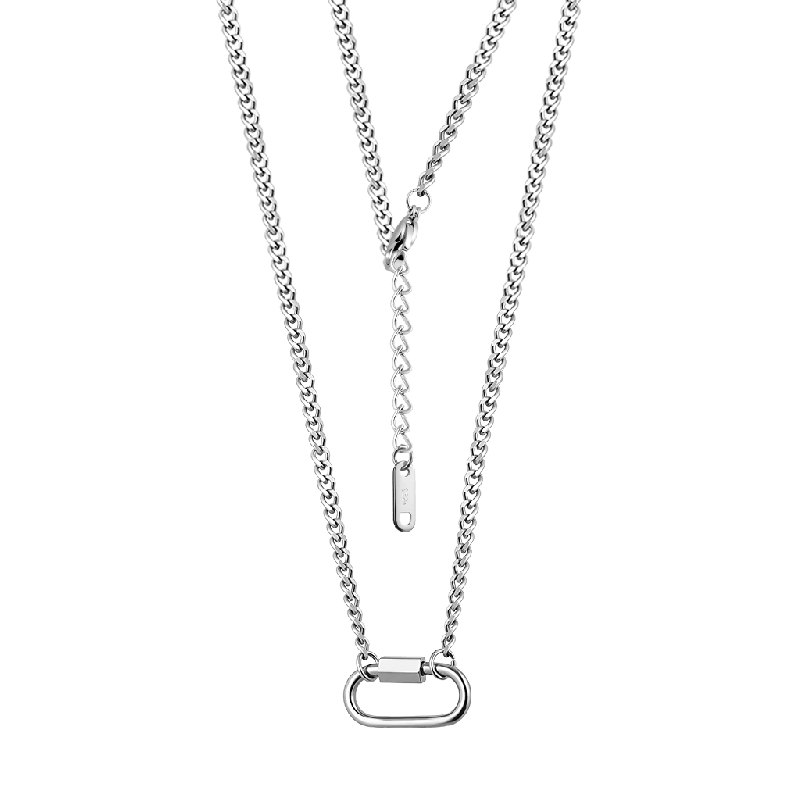 Oval Hoop Lock Chain Necklace
