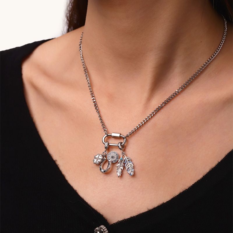 Oval Hoop Lock Chain Necklace