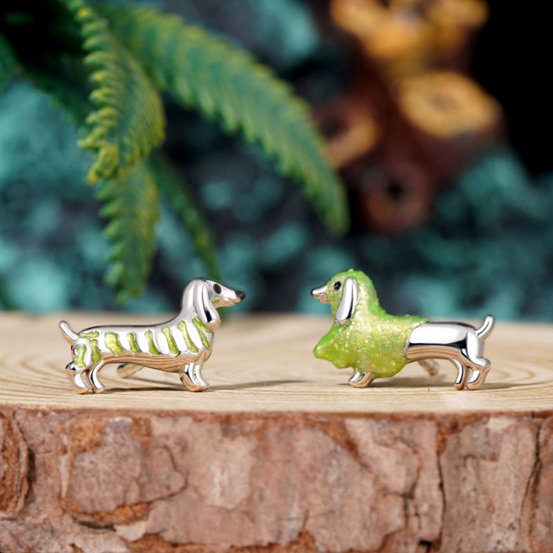 Glow-in-the-Dark Dachshund Stud Earrings