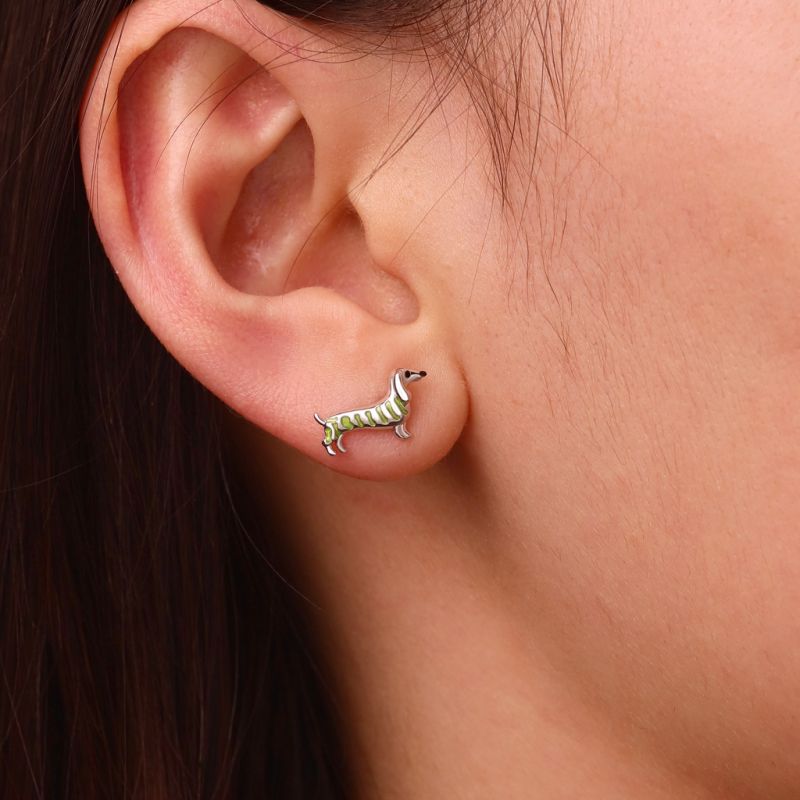 Glow-in-the-Dark Dachshund Stud Earrings