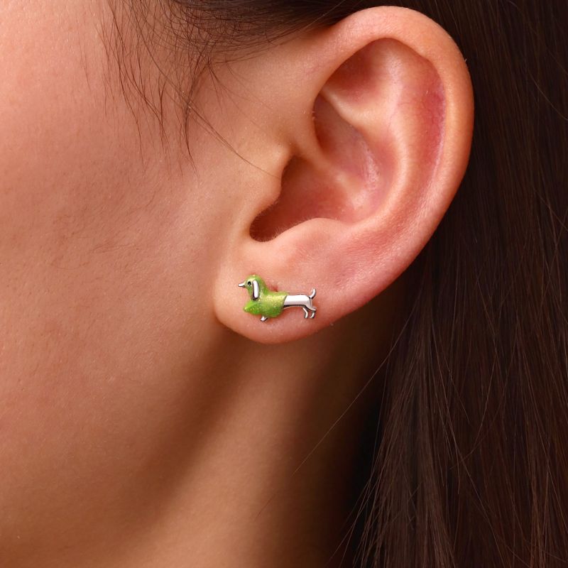 Glow-in-the-Dark Dachshund Stud Earrings