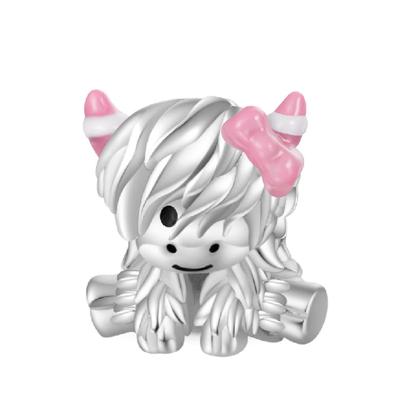 Pink Bow Highland Cow Charm