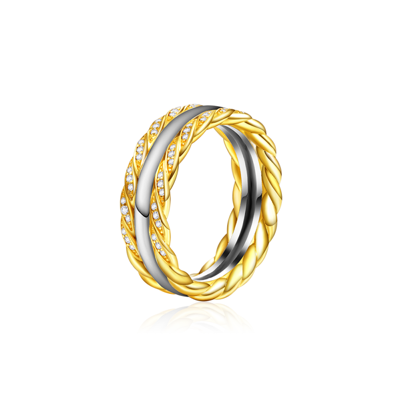 Two-tone Twisted Rope Wedding Band