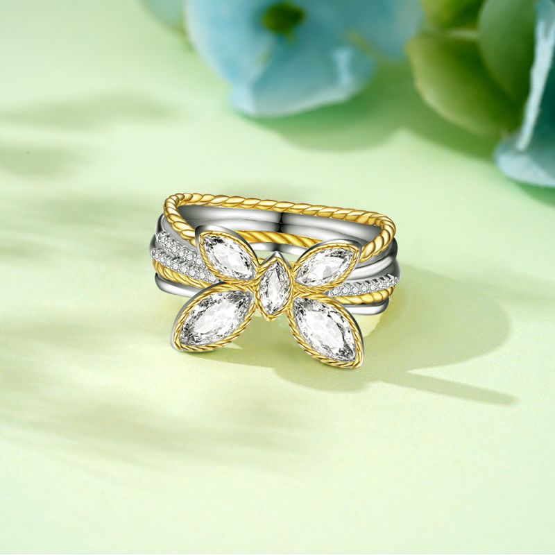 Marquise Butterfly Two-tone Ring