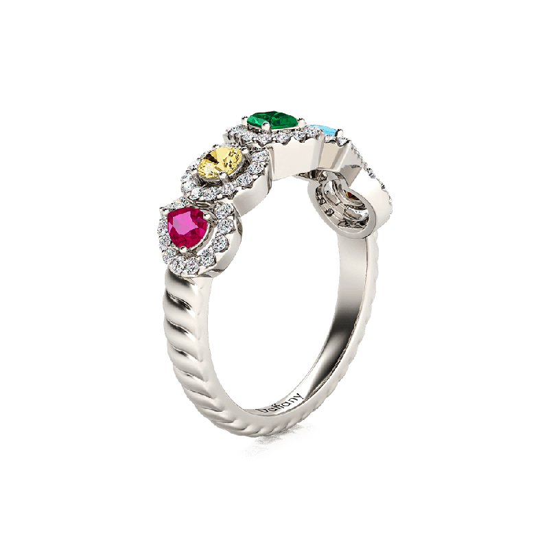 Mixed Shape Halo Twisted Rope Ring