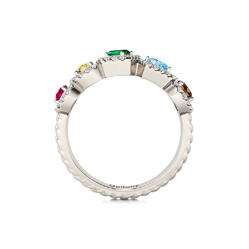 Mixed Shape Halo Twisted Rope Ring