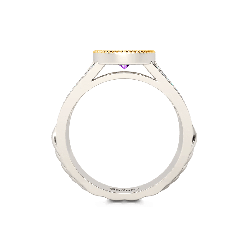 Amethyst Double Pear Halo Split Shank Ring