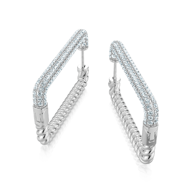 Modern Rectangle Diamond Pave Earrings