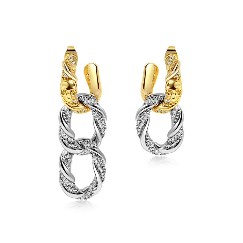 Removable Twisted Rope Skull Earrings