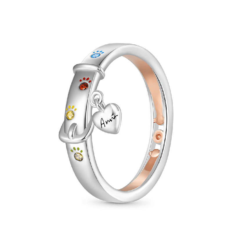 Collar Paw Print Band Ring